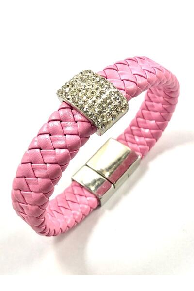 turkuazbijuteri Bracelet-mesh Model-with stones-pink-magnet Lock