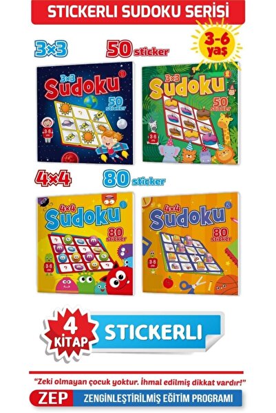 yükselen zeka Yükselen Zeka 3-6 Yaş Stickerlı Sudoku Seti (4 KİTAP)