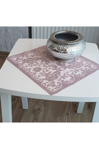 WENESSİ Rose Pattern Knitted Napkin 6 Pieces 30 X 30 (powder)