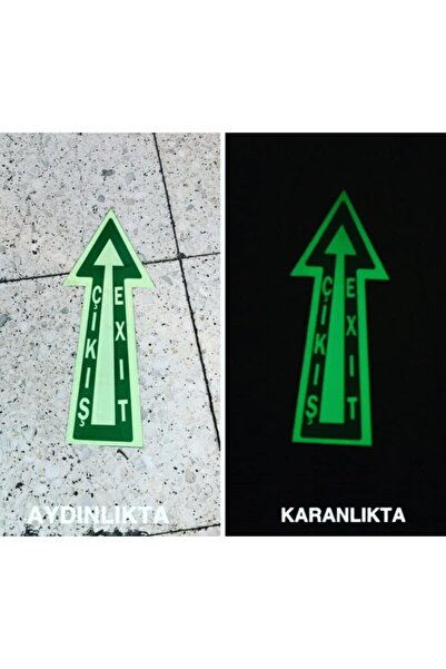ERGÜNDOĞDU Fosforlu Yere Yapışabilen Yön Exıt/çıkış Etiketi 12x30cm