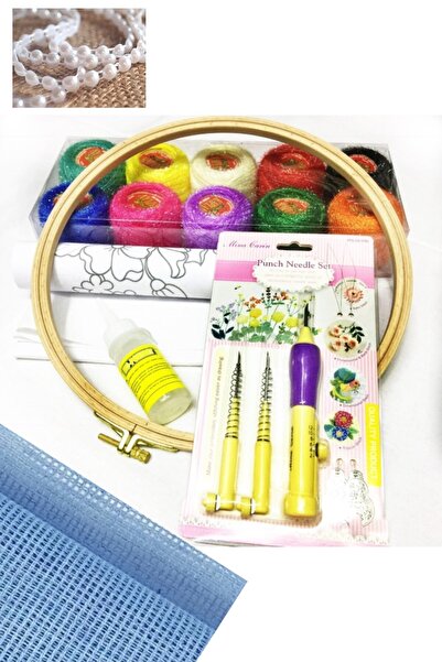 Sermet Süs Dünyası Punch Nakış Seti Panç Seti Punch Iğnesi+vidalı Kasnak+punc...