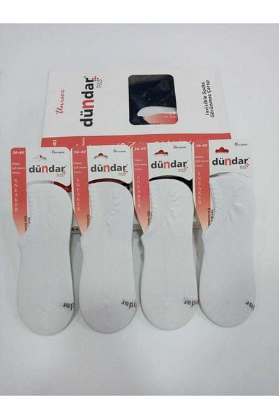 Dündar Women's White Seamless Scented Sneakers Socks Pack of 4