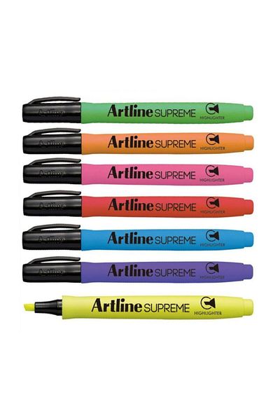 artline Supreme 7 Color Highlighter Set - With Blister