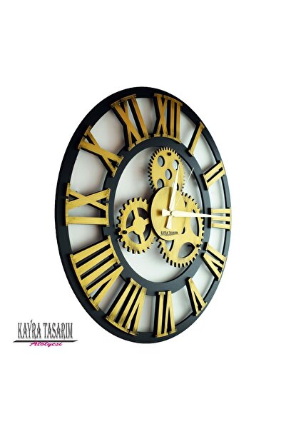 KAYRA TASARIM ATÖLYESİ Antik Gold Roma Duvar Saati  90cm