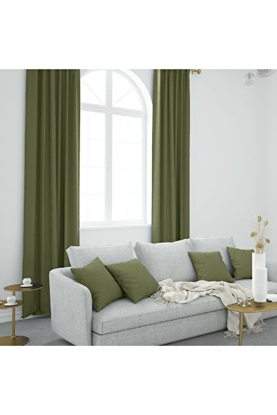 perdeciden Tek Kanat Haki Rengi Ada Fon Perde Düz Dikiş  Büzgülü Ekstrafor