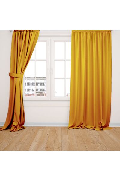 perdeciden Single Wing Yellow Color Island Background Curtain Flat Seam Gathered Extrafor