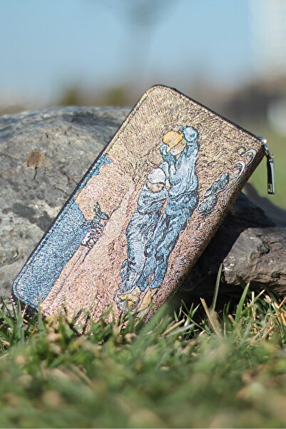 New Old Women's Wallet and Card Holder-metallic Yellow Detailed-yellow Color-van Gogh Painting-woven Fabric-9,75x 19,50cm