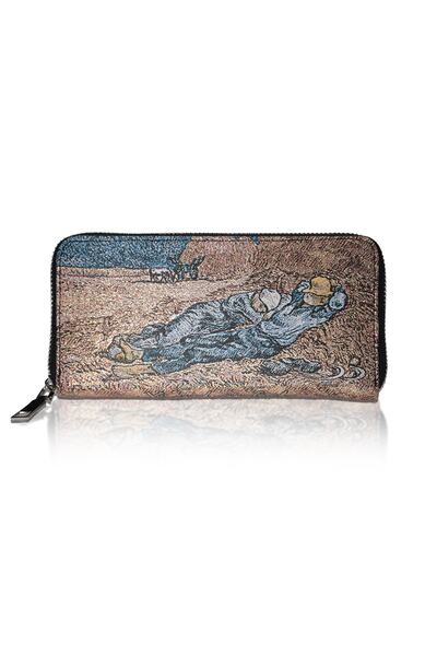 New Old Women's Wallet and Card Holder-metallic Yellow Detailed-yellow Color-van Gogh Painting-woven Fabric-9,75x 19,50cm