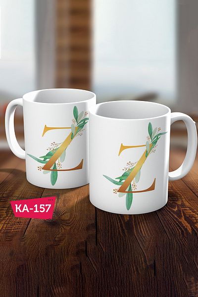 Biz Dijital Z Letter Printed Gold Gift Coffee Mug Cup
