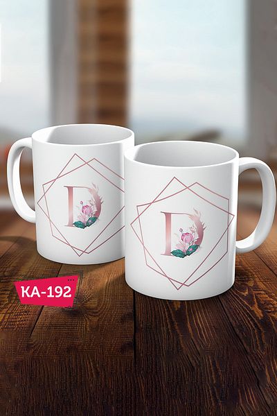 Biz Dijital D Letter Printed Gold Rose Gift Mug Cup