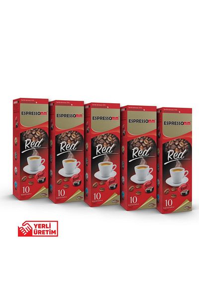 ESPRESSOMM Tchibo Cafissimo - Red Capsule Coffee, Compatible (50 Pcs)