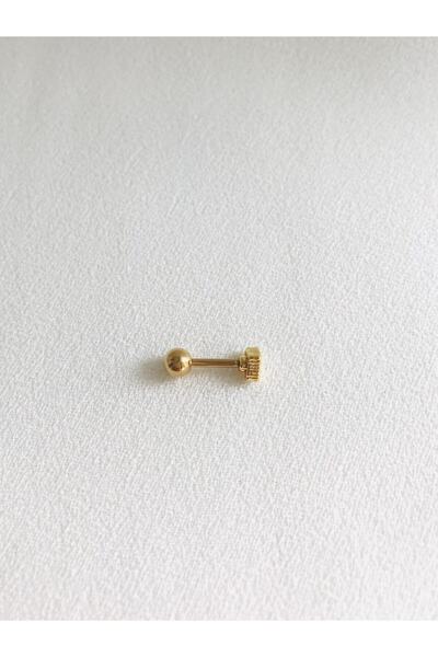 Okkostore Kadın Gold Rengi Minimal Kalp Detaylı Tragus Kıkırdak Piercing 6mm