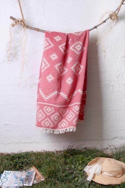 Baveno 100% бавовна 90x180 Пляжний рушник Пештемаль Етнічний візерунок Жакард...