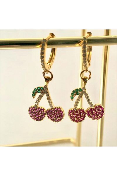 soiestore طقم أقراط وقلادة من الزركون الذهبي للسيدات