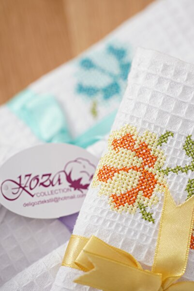 kozavitrin 100% Cotton 40X60 cm Flower Cross Stitch Embroidered Kitchen Towel Drying Cloth 8 Pieces