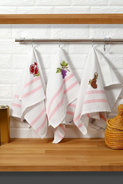 kozavitrin منشفة مطبخ مطرزة بفواكه قطنية، قماش تجفيف 3 قطع 50 × 75 سم