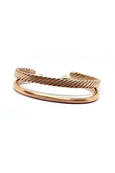 Armasstore Sarı Toplu Bakır & Burma Bakır Bileklik 2'li Set