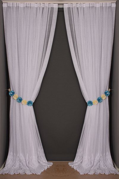 AKÇA TEKSTİL Wide Skirt Model White Color Single Wing Ready-made Pleated Background Curtain 300*260