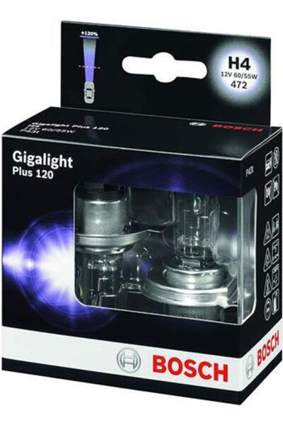 Bosch H4 Gigalight H4 Plus +120 Fazla Işık Far Ampul 2 Adet 1987301425 Led Değildir,