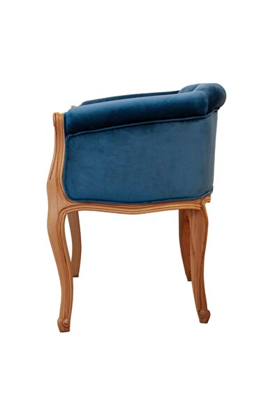 Hanel Mobilya Elizabeth Kapitoneli Tekli Koltuk Mavi Kadife Kumaş
