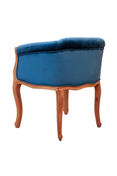 Hanel Mobilya Elizabeth Kapitoneli Tekli Koltuk Mavi Kadife Kumaş