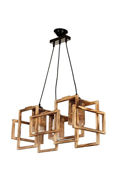 ORADEKOR Ora Dekor Doğal Ahşap Mio 3'Lü Ahşap Avize Naturel