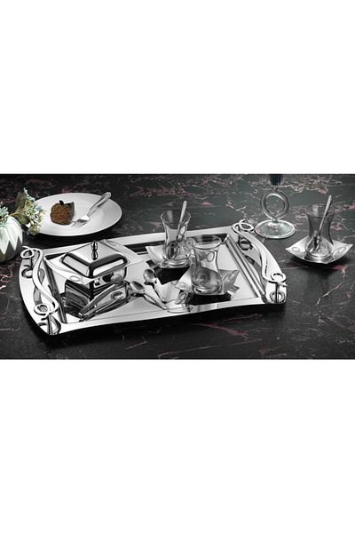 ÖzSa Home 40 Piece Grey Stainless Steel Tea Set - 304
