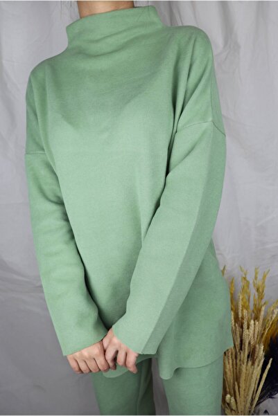 AS Anita Store Women's Green Knitwear Side Slit Tunic