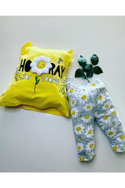 Miniworld Daisy Embossed Tights Set Yellow
