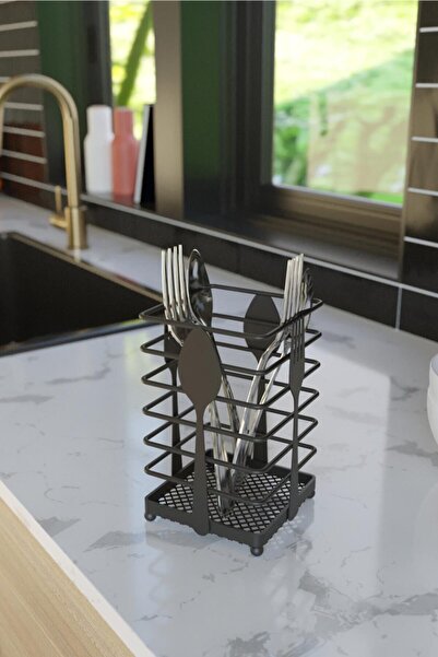 Teknotel أسود غير لامع - نمط كونترتوب وحامل ملعقة Mg070