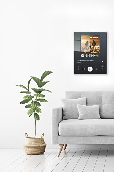 Decorita Spotify Barkodlu Cam Tablo Duman Seni Kendime Sakladım 30cm X 40cm