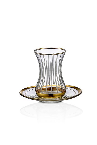 KCD Natural Gold 12-Piece Tea Cup Set for 6 People