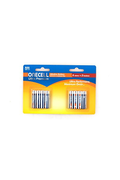 Onecell Ultra Premium Alkalin 1,5 V. 8'li Aaa Boy Pil
