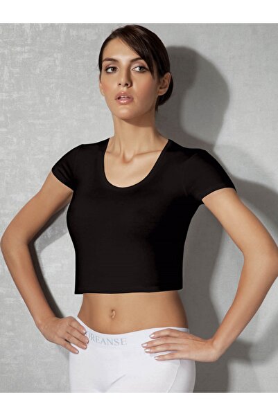 Doreanse Жіноча модна футболка з вирізом на горловині та короткими рукавами 9387