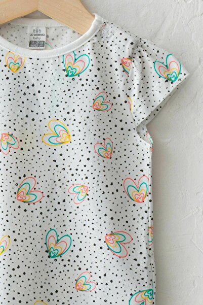 LC Waikiki Baby Girl Ecru Printed Lra Pajama Set