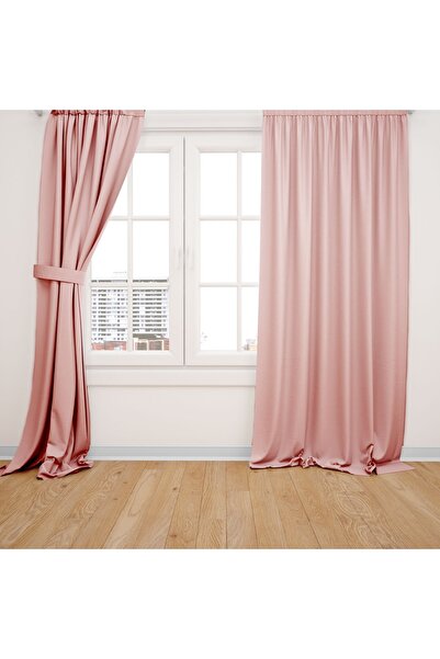 perdeciden Tek Kanat Pudra Rengi Ada Fon Perde Düz Dikiş Büzgülü Ekstrafor