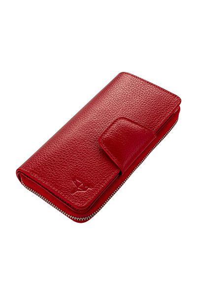 Garbalia Red Genuine Leather Lobby Portfolio - Women's Wallet