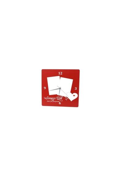 Yavuz Süs Square Red Wall Clock