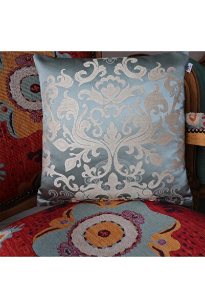 Kırlent/yastık Jakarlı Dokuma Damask Desen Özel Tasarım Mavi