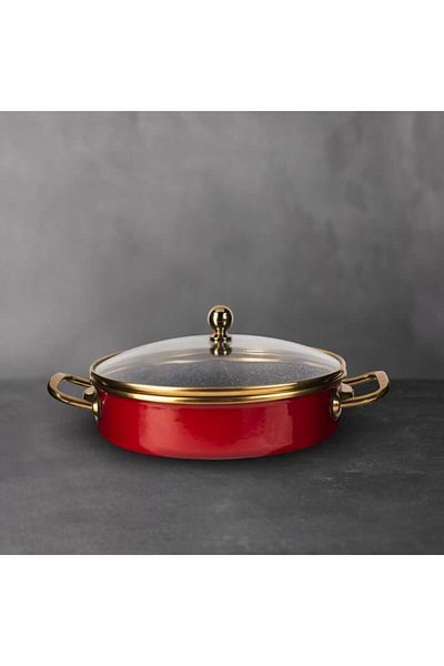 Emsan Troy 20 Cm Covered Saucepan and Strainer Set Red
