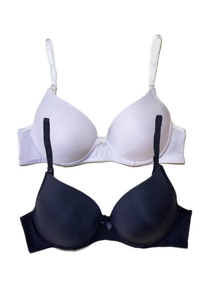 ECEM YILDIZ Ženski Sa žicom podstavljeni crni grudnjak od 2 dela, boje krem