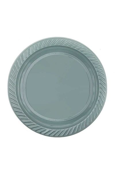 Acar Süs Silver Color 22 Cm 25 Pieces Round Plastic Plates