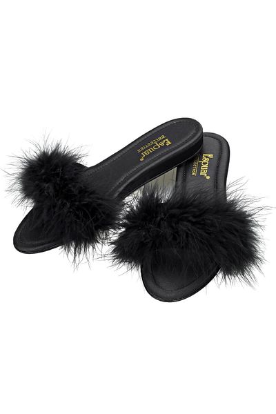 Espuar Women's Furry Ballerina Slippers Black