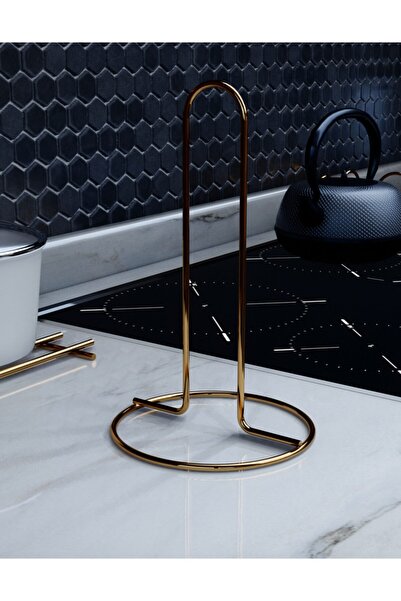 Red Line Tasarım Gold Plated Gold Paper Towel Holder, Gold Towel Napkin Holder Stainless Filled Steel