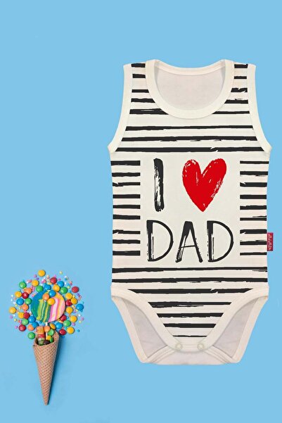 babixkids بدلة للجسم مكتوبة من Baby Ecru I Dad للجنسين