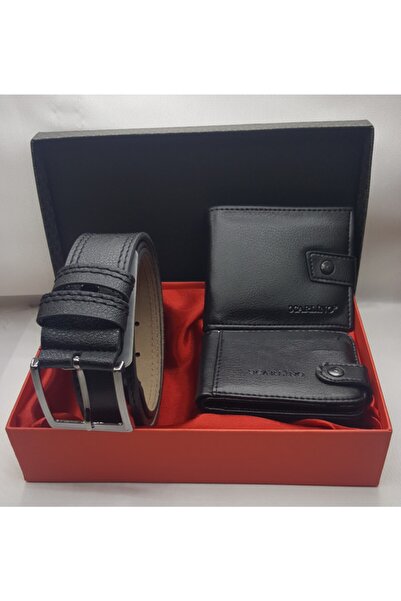 Carlino Klasik Kemer Cüzdan Kartlık Seti Hediyelik Kutusunda 3lü Aksesuar Set...