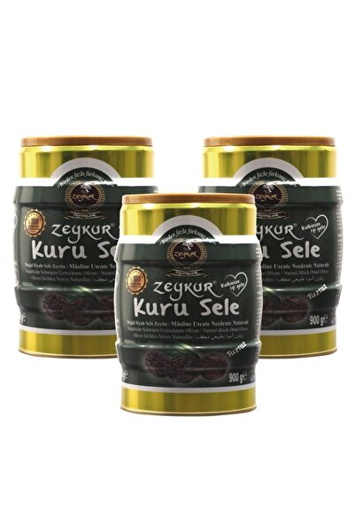 ZEYKUR ZEYTİNLERİ Tuzsuz Kuru Sele Diyet Light Siyah Zeytin 3 Adet 900 gr