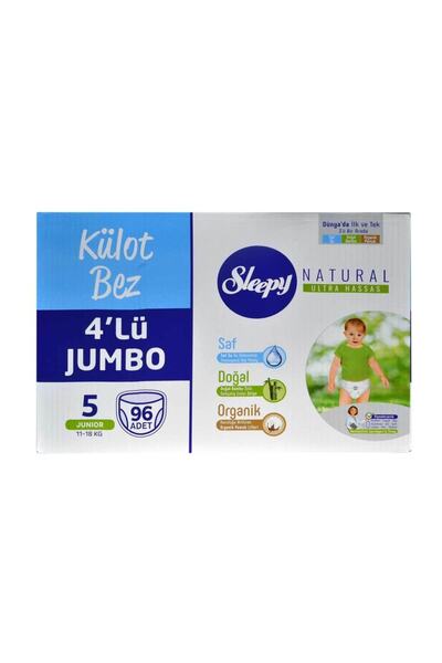 Sleepy Külot Bebek Bezi 96'lı Natural Ultra Hassas 5 Junior 11-18 Kg