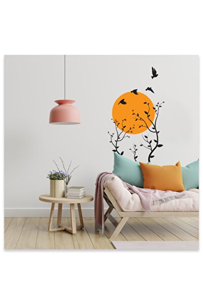 Sticker Sepetim Nordic Style Sun Flying Birds and Branches Wall Sticker