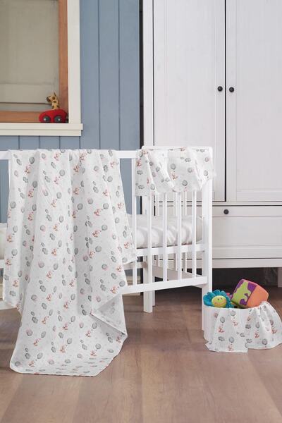 Evim Home Muslin Baby Blanket + Mouth Diaper (4 Pieces) 120*120, Pink, Pamıra